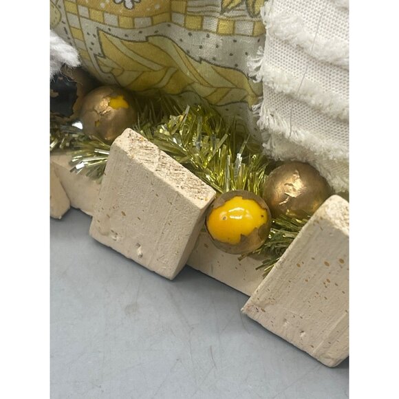 snowman figurine plush decor white gold shelf or hang snowflakes fence READ - Picture 6 of 10